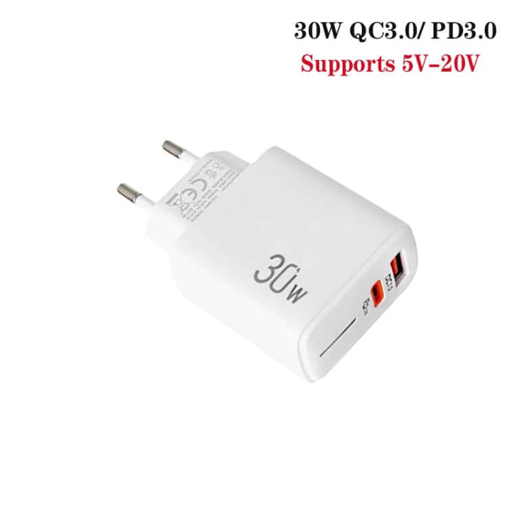 Ladepakke 30 W – hurtiglader med 2-i-1-kabel (USB-C og 8-pin)