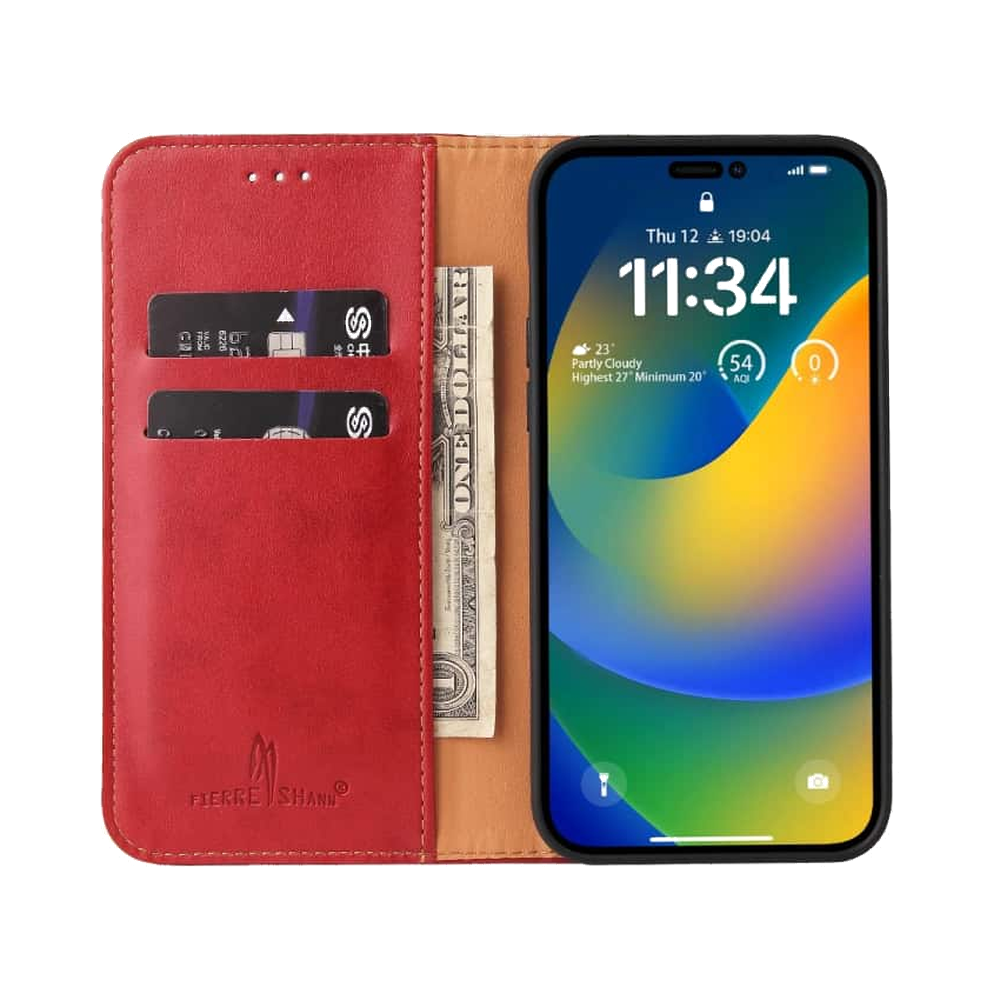 Lommebok-etui i PU-lær til iPhone 15 Pro